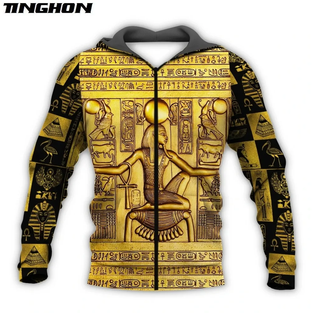 

XS-7XL Mysterious retro ancient egypt Pharaoh totem 3d hoodies/Sweatshirt Winter autumn funny long selvee streetwear 3