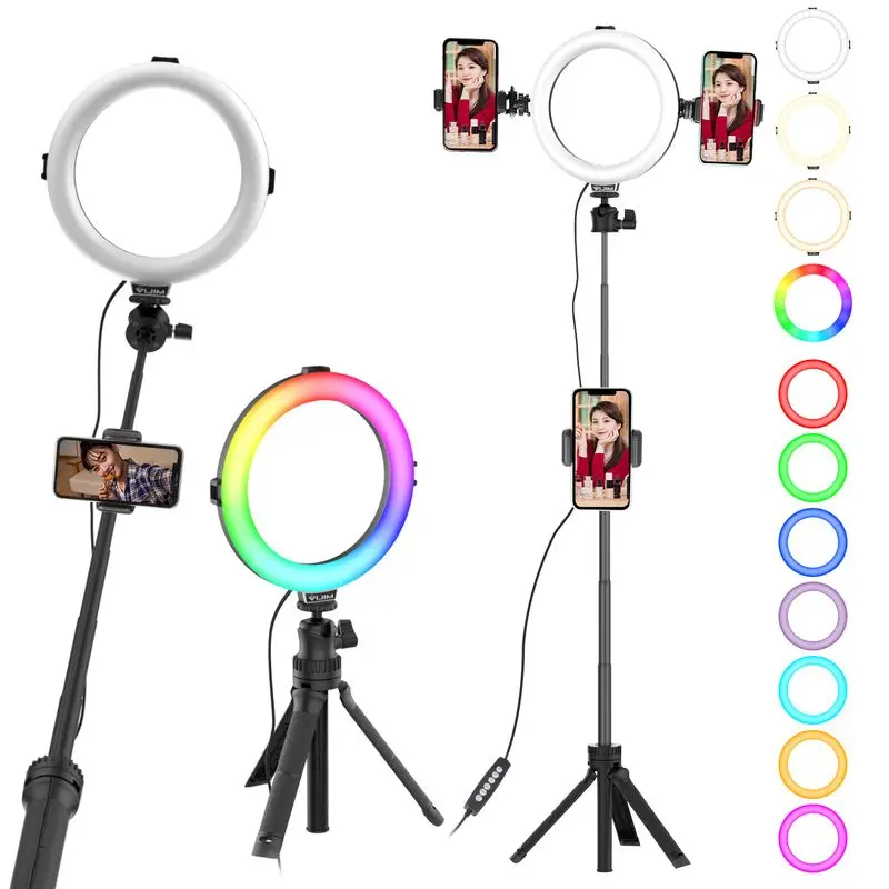 

Ulanzi VIJIM K9 8 inch RGB Ring Light Selfie Ring Light with 35.5in Extendable Tripod Stand for tiktok youtube Live Desktop