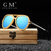 gm brand vintage bamboo and wood sunglasses male female brand designer bamboo frame with metal sunglasses