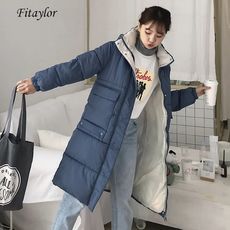 Fitaylor зимняя длинная куртка с капюшоном хлопковые парки женские повседневные