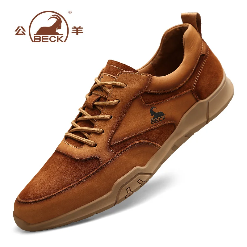 

Beck new arrival classical hand sewing lace up board shoes breathable genuine leather upper soft durable outsole casual shoes