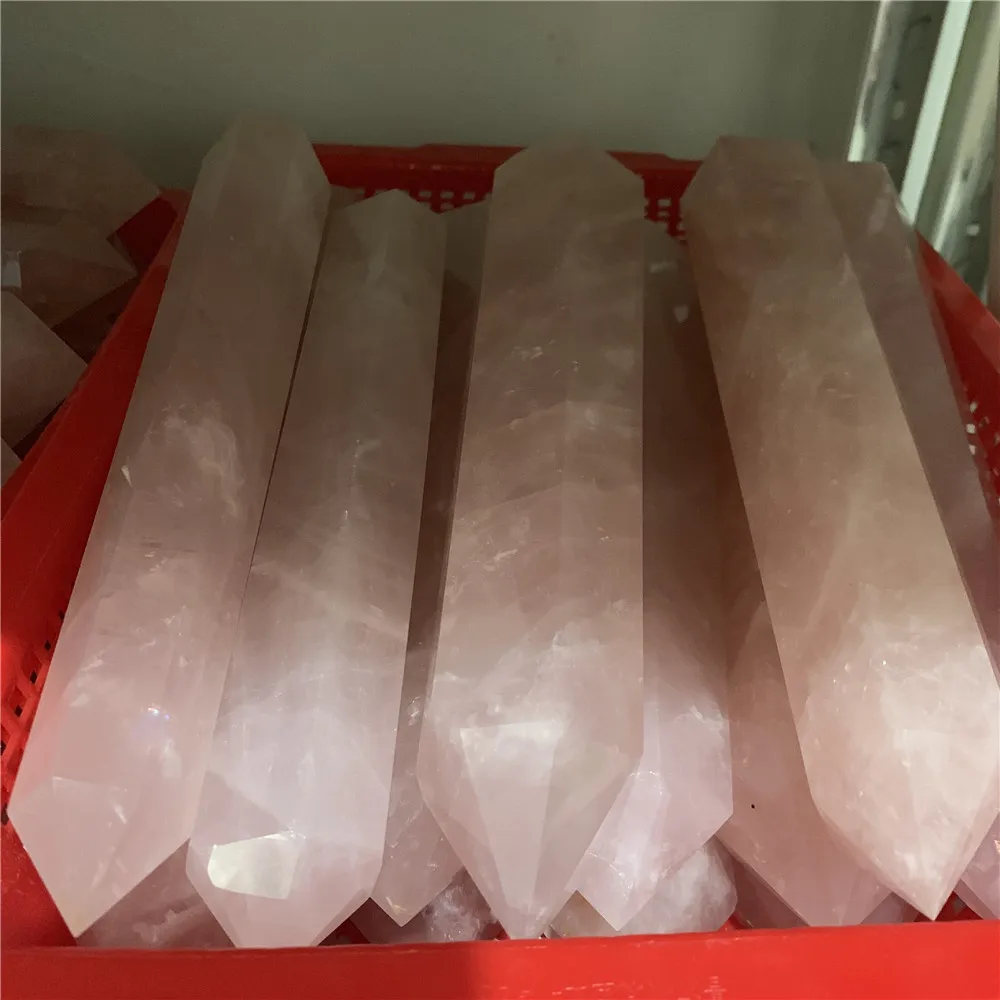 

1pcs 20-25cm nice natural pink rose quartz wand point reiki healing crystals tower wicca chakra energy minerals stone obelisk wholesale
