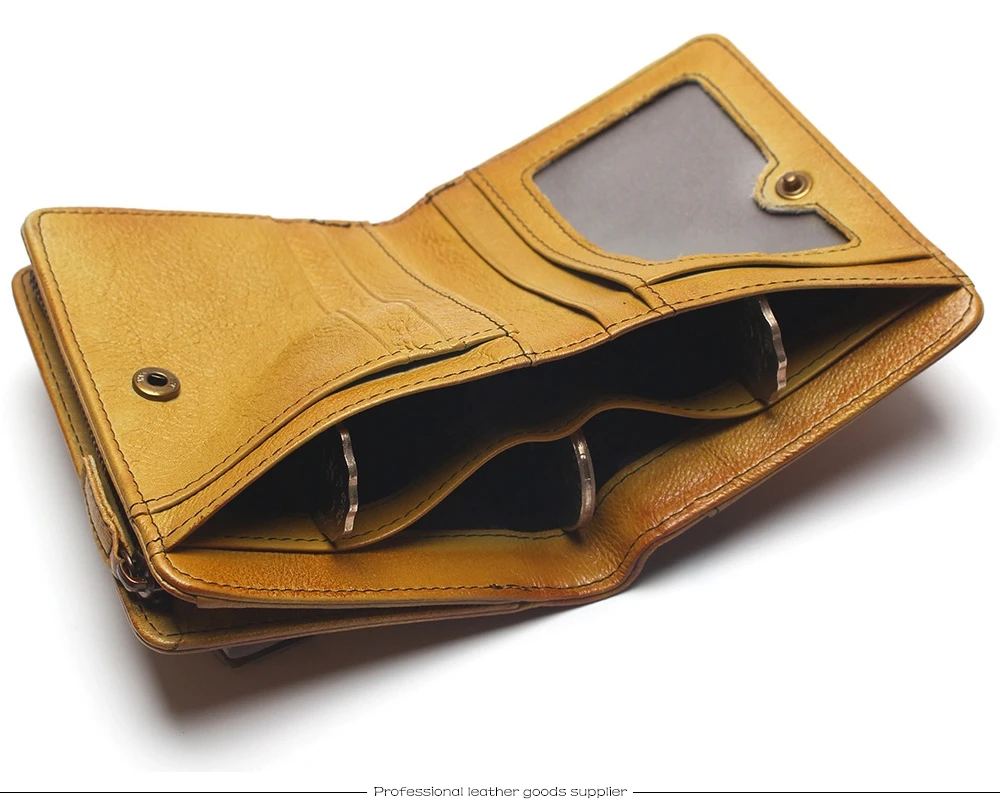 Natural Leather RFID Blocking Men's Top Layer Leather Brushed Wallet Handmade Retro Wallet Pure Leather Leather Coin Purse