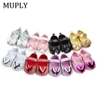 Весенне-летняя и Осенняя обувь на плоской подошве для новорожденных девочек; Модельные туфли принцессы с блестками и бантом; Обувь для первых шагов