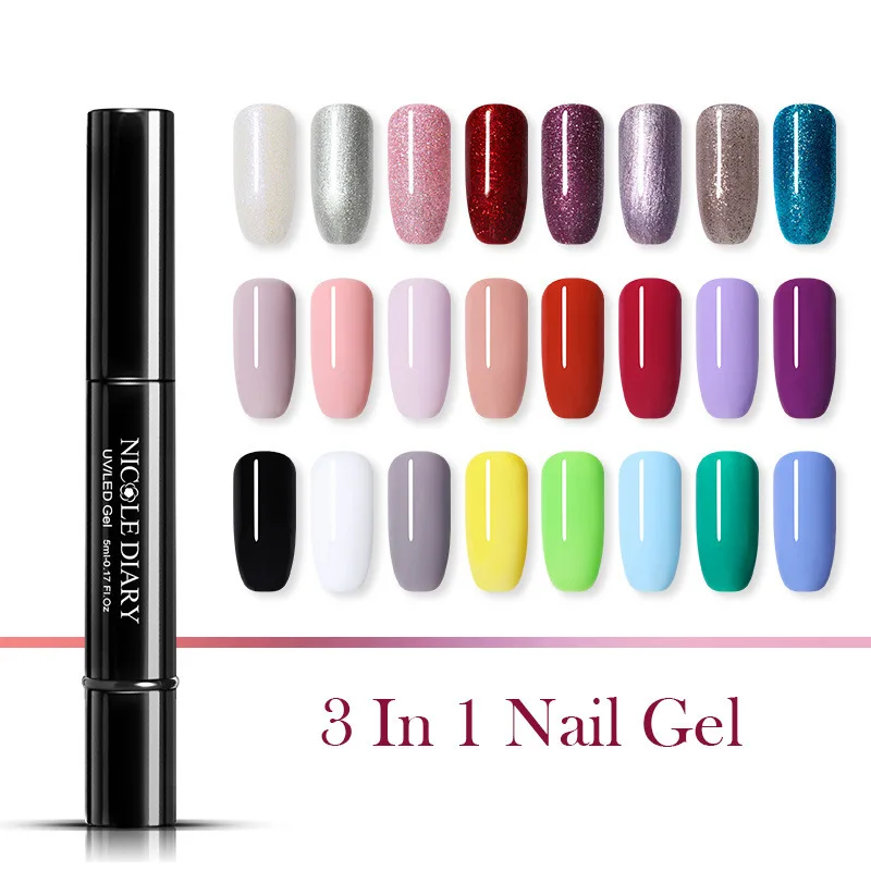 

NICOLE DIARY 5ml UV Gel Nail Polish 74 Colors Nail Color One Step 3 In 1 Nail Varnish Pen Art Color Gel Matte Top Coat Soak Of