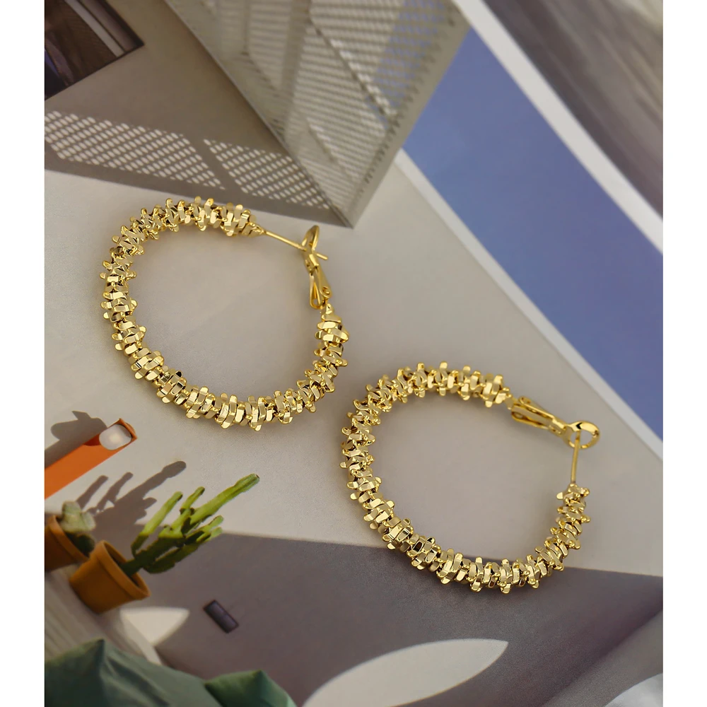 Yhpup Trendy Round Circle Hoop Earrings Brand Minimalist Copper For Women Statement Jewelry Bijoux Femme Party Gift | Украшения и