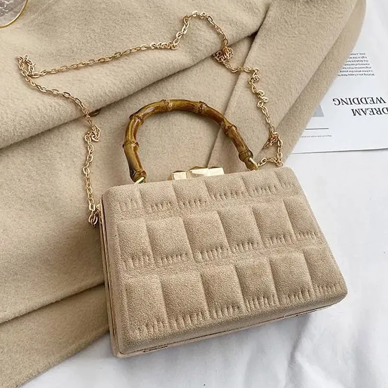 

Высококачественная акриловая однотонная женская сумка на плечо 2021 года, новые зимние сумки в клетку с цепочкой, сумка через плечо для отдых...