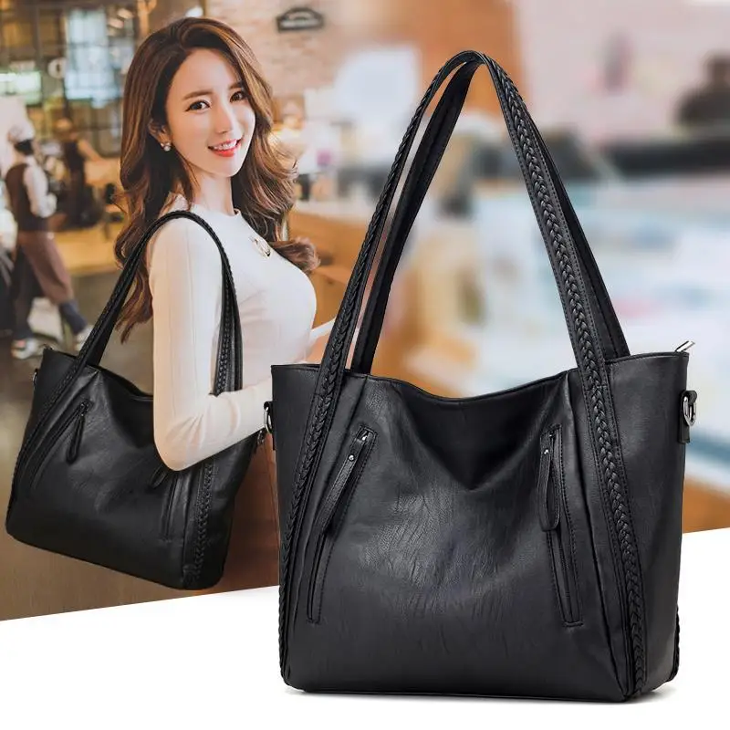

HSL Casual Handbag Women's Handbag Shoulder Bag High Quality Soft Leather Large Pocket Large Capacity Handbag Hobo