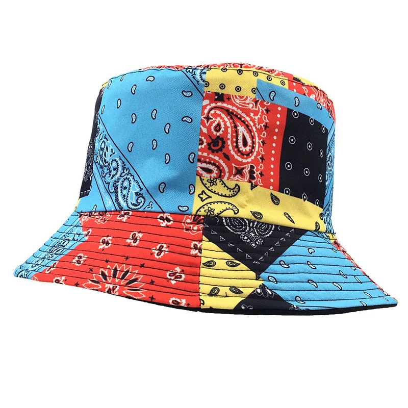 

Summer Bohemia Bucket Hats Women Girls Outdoor Beach UV Sunscreen Printed Flat