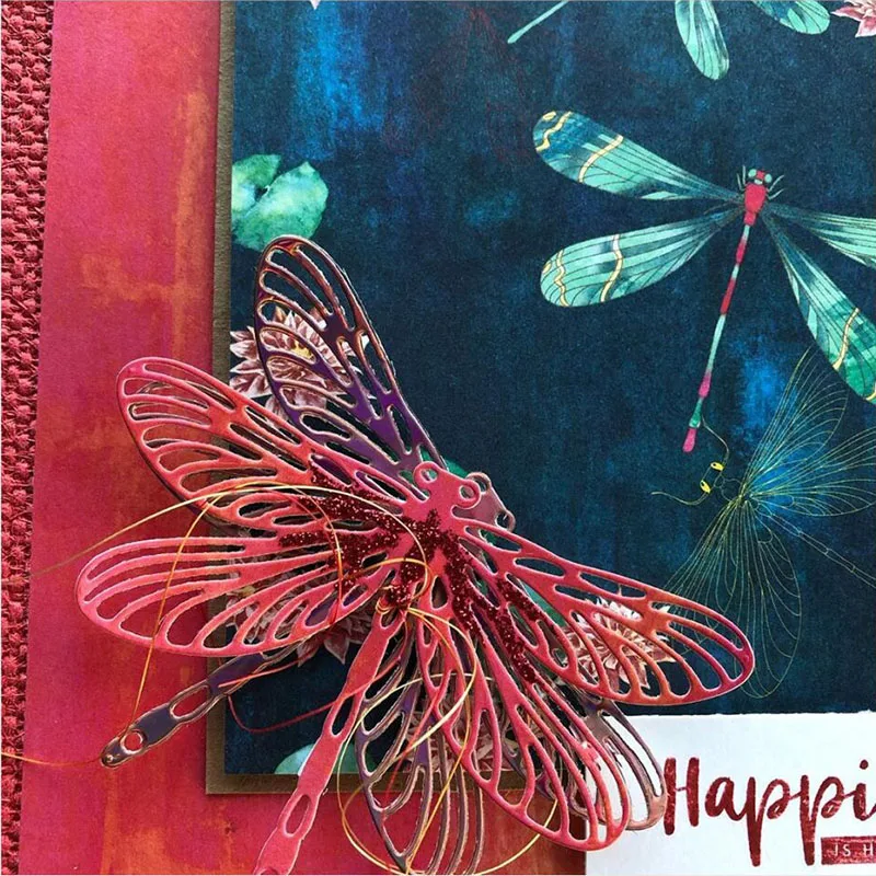 Металлические штампы со стрекозой для скрапбукинга бумаги с тиснением каркас