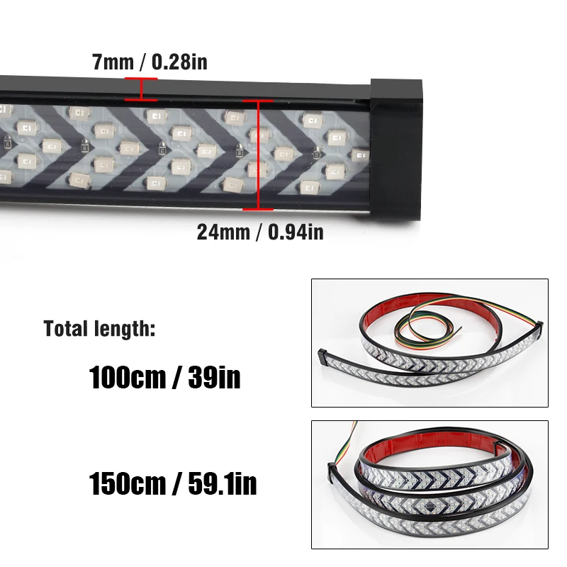 OKEEN 12V Flexible LED Strip DRL Running Light 39inch 100cm Red Yellow Car Truck Pickup Tailgate Turn Signal | Автомобили и