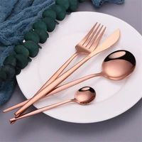 rosegold stainless steel cutlery set silverware tableware set forks spoon knives chopsticks dinnerware flatware coffee teaspoon