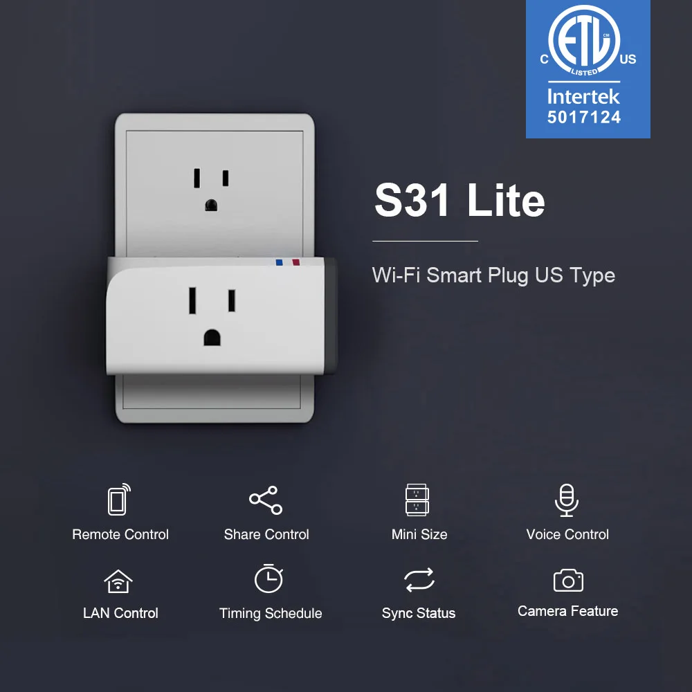 2 шт. SONOFF S31 Lite US Мини Wifi розетка умный Беспроводной Выключатель питания 15а таймер