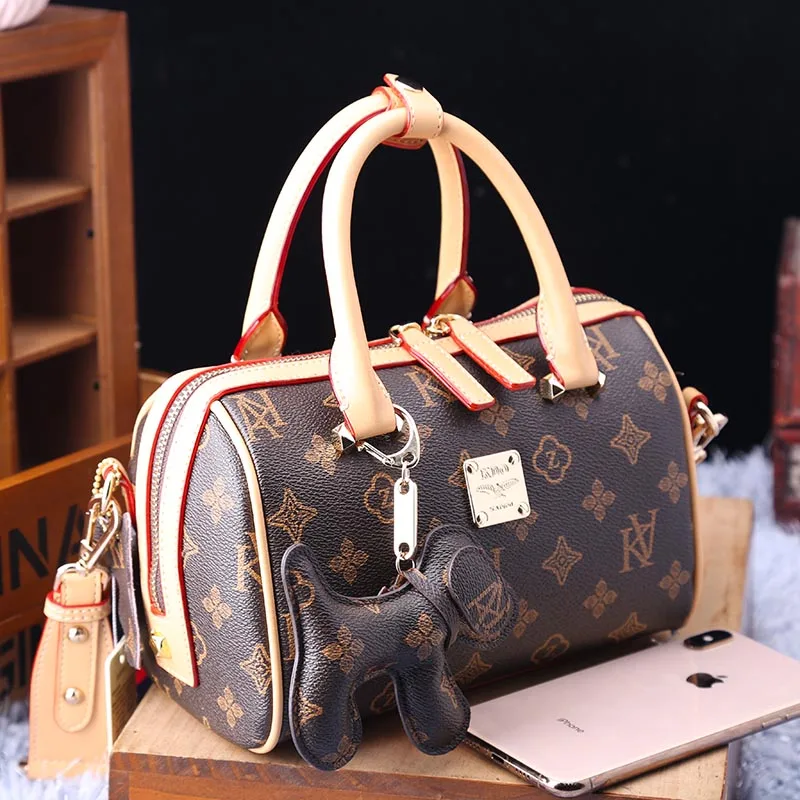 

boston bag for women luxury designer brand all match geometric prints one shoulder bag ladies high quality cow leather purses