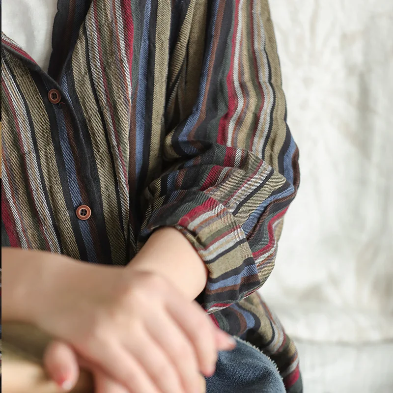 Осенняя блузка Мода ретро свободная женская рубашка 2019 Новая v-образный вырез с