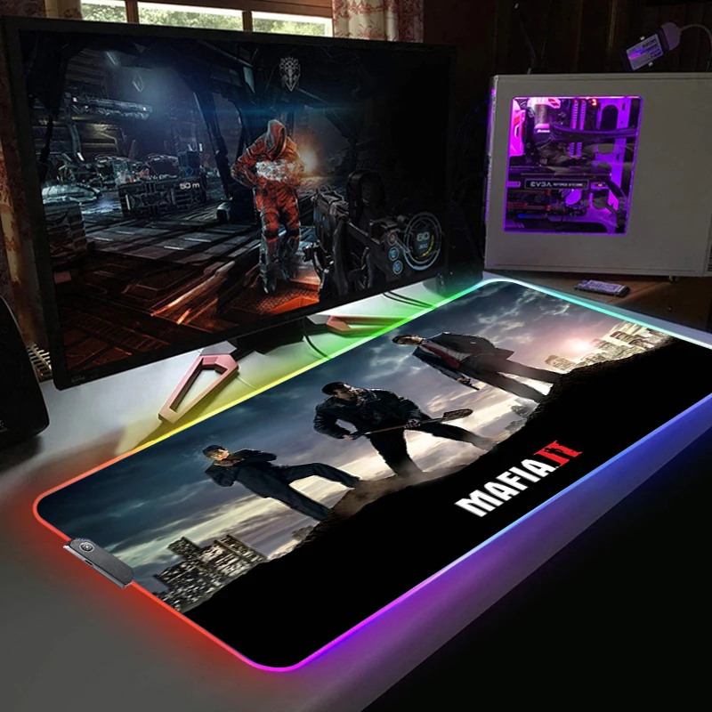 RGB Mafia Definitive Edition Alfombrilla Raton Computer Gaming Accessiores XXL Mause Pad LED Backlit Mat Mausepad 40x90 Mousepad