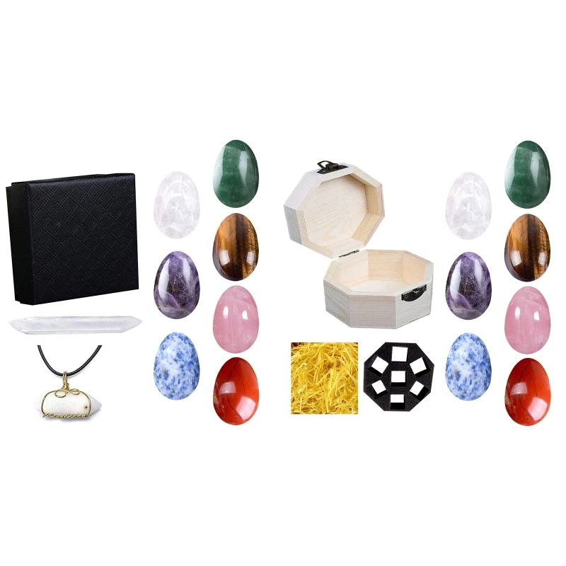

7 Pcs Natural Crystal Seven Chakras Healing Stones Energy Eggs Meditation Quartz