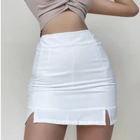 xuxi 2021 summer women half length skirt a line sexy small side slit anti exhaust high waist bag hip skirt e3004