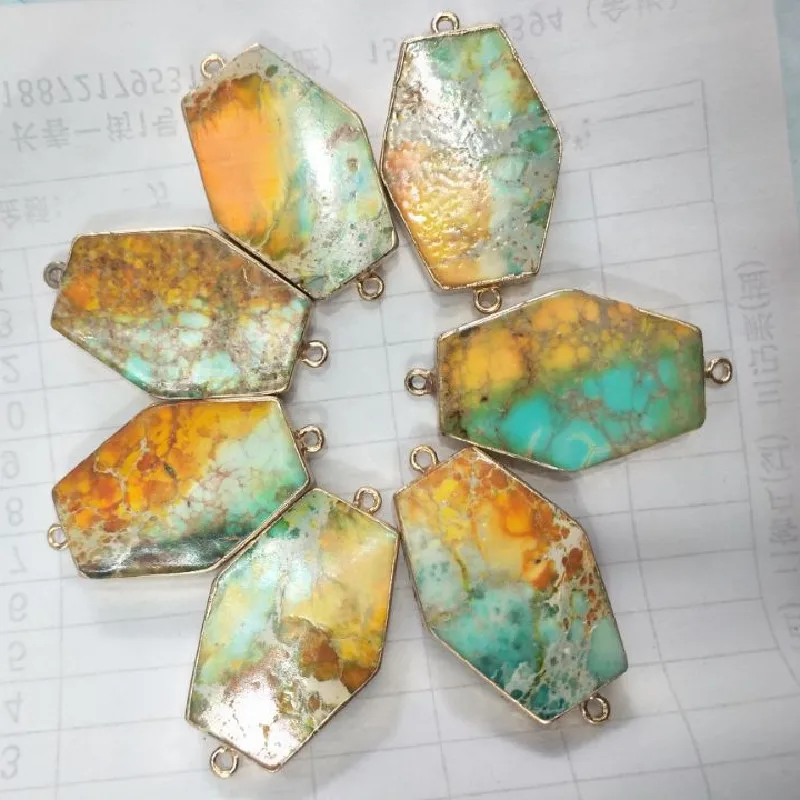 2PCS New Women Connectors Nature Imperial Jasper Material Size 37X25MM Free Shipping Wholesale Price From China Mountains Minels - купить по