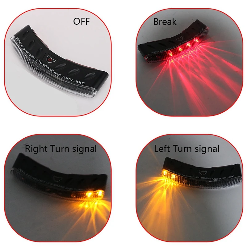 

Motorcycle Accessories 8 LED 2.4G Wireless Universal Moto Brake and Turn Signal Light Warning Light Helmet Lamp Black