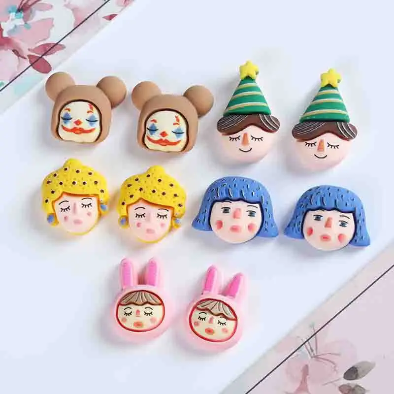 

10 шт. резиновые аксессуары мультяшный клоун плоский задник Кабошон Украшение для скрапбукинга рукоделия банты для волос Декор для центра