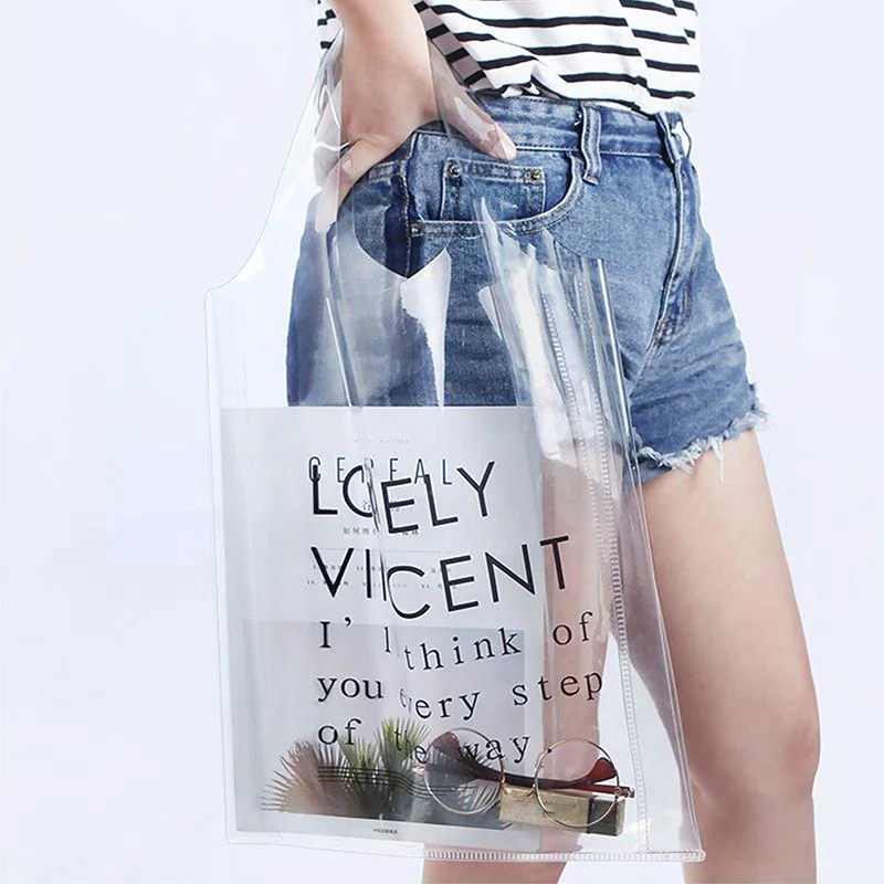 Женская прозрачная сумка переносная Прозрачная ПВХ пляжная на плечо женские