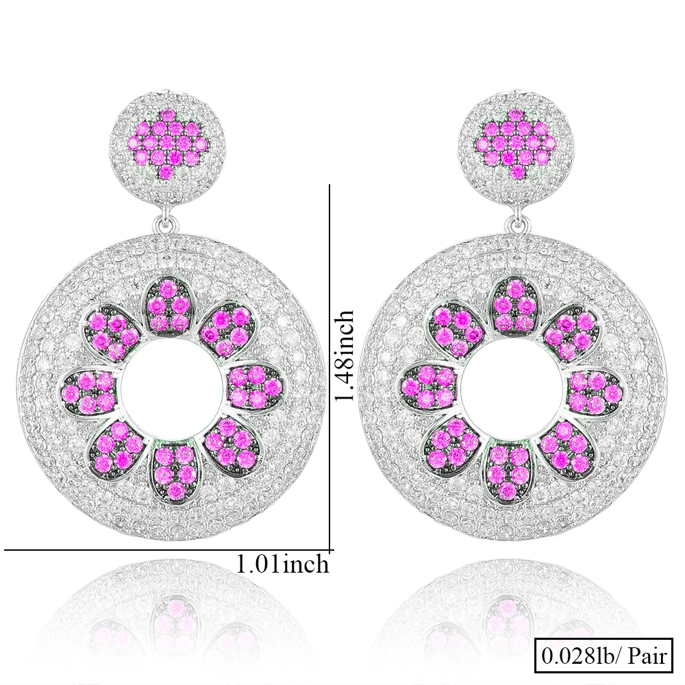 

SISCATHY Noble Luxury Romantic Round Dangle Earrings with full Charm Cubia Zirconia for Women Wedding Daily Trendy Jewelry