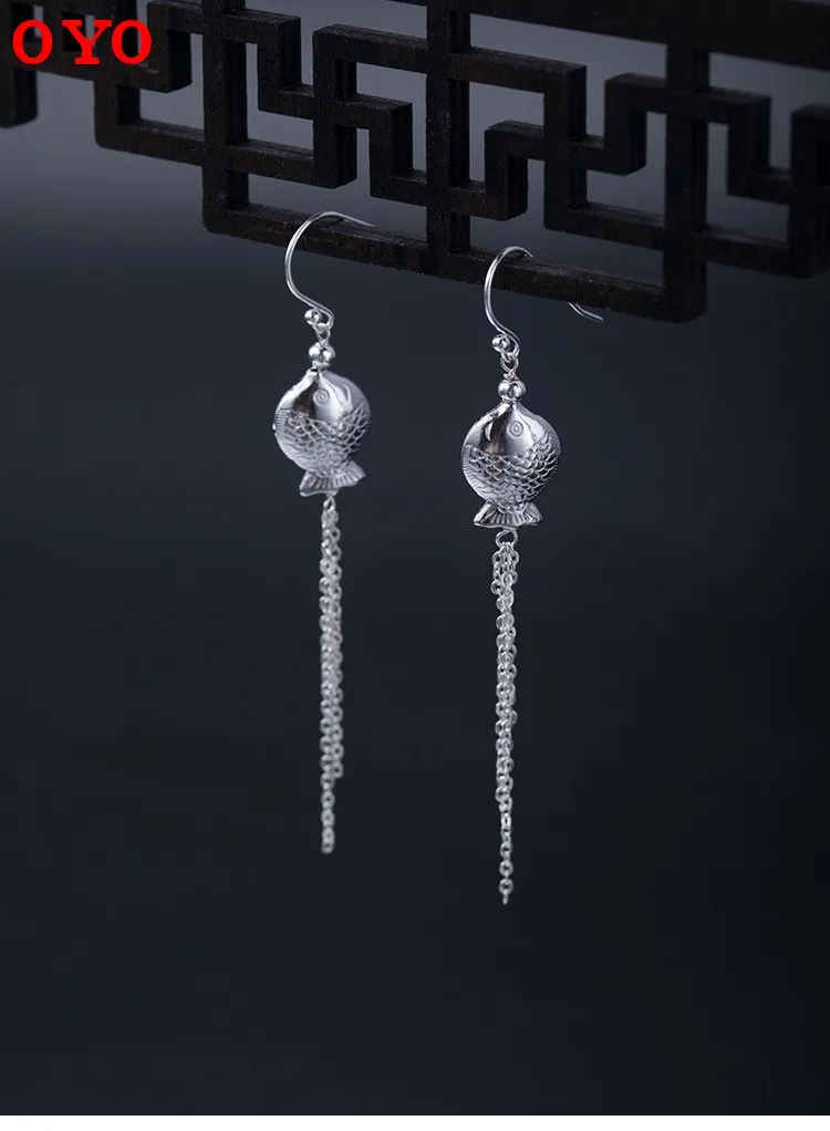 

S925 pure silver hollow peony flower tassels retro national style Taiyin Baitao female earrings