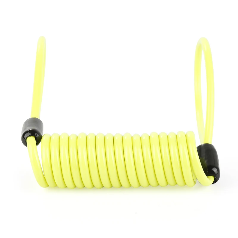 

150cm Bike Scooter Motorcycle Motorbike Disc Lock Reminder Coil Cable Bicycle Security Spring Reminder Cable Yellow