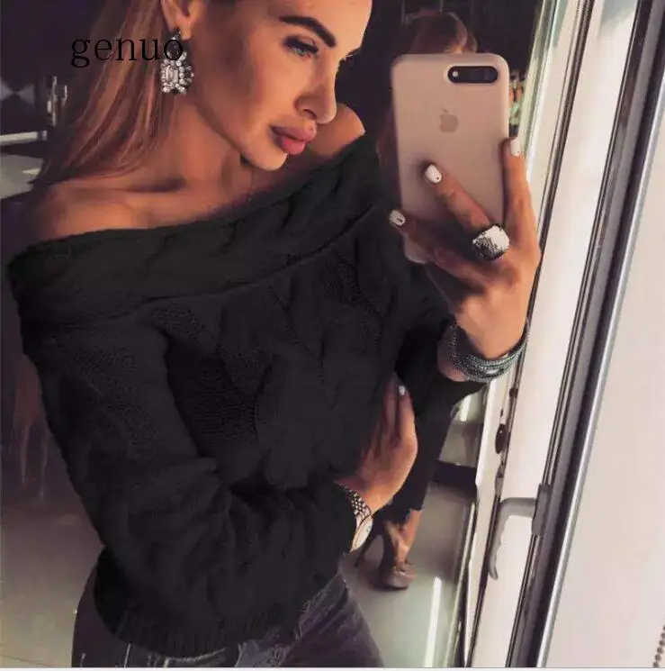 Genuo Новинка 2020 женские сексуальные платья с открытыми плечами свитера осень-зима