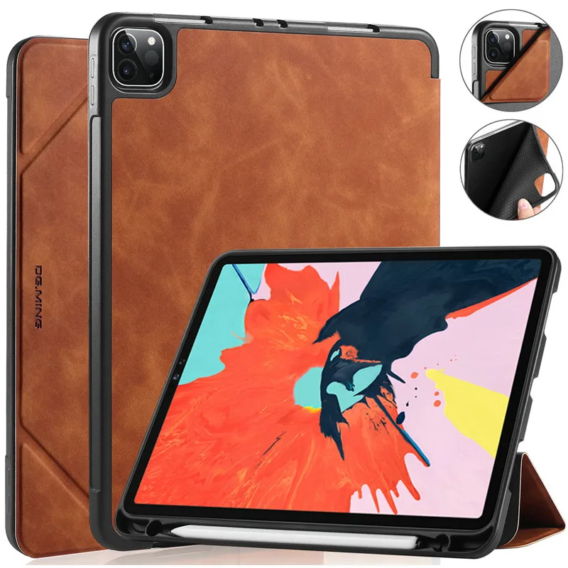 Роскошный кожаный чехол для iPad Pro 11 2020 с гнездом карандаша Тонкий ретро смарт
