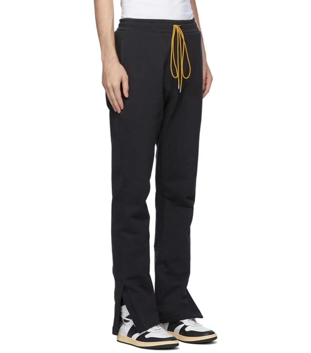 

RHUDE 2021ss Black Washed Drawstring Pants Men Women Rhude High Quality Pants Metal Zipper Inside Tag Trousers