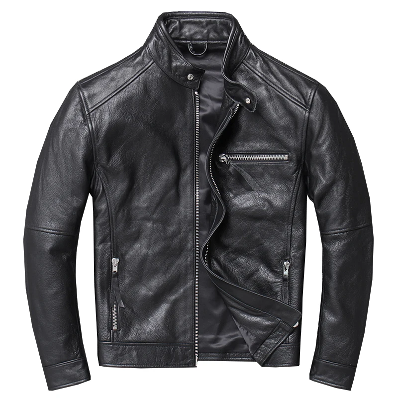 Новинка 2020 кожаная мужская куртка из натуральной кожи kulit asli pria Кожаные Куртки в