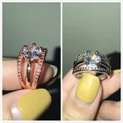 Изысканные свадебные кольца из розового золота с кристаллами циркония Женское Обручальное кольцо для коктейвечерние НКИ ювелирные изделия на годовщину подарки