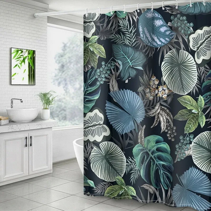 

Bathroom Shower Curtain Golden Waterproof plant print Pattern Curtain Bath Polyester Curtains Waterproof Shower Curtain Bathroom
