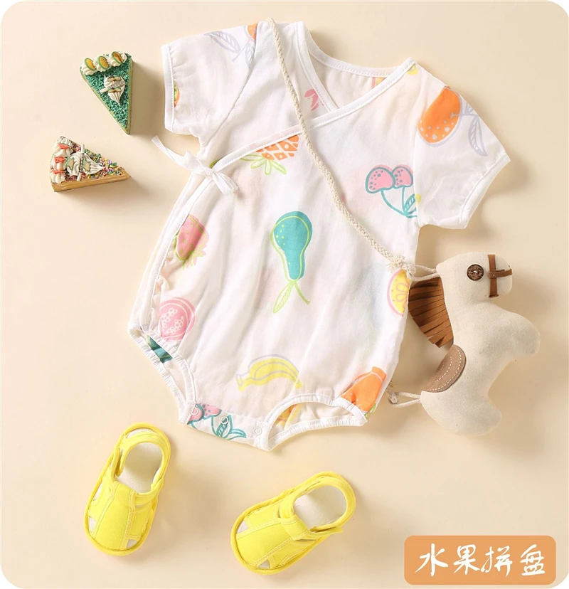 Летняя Милая новая детская одежда Bebe, комбинезоны, хлопковые кимоно с короткими рукавами, детская одежда для мальчиков и девочек