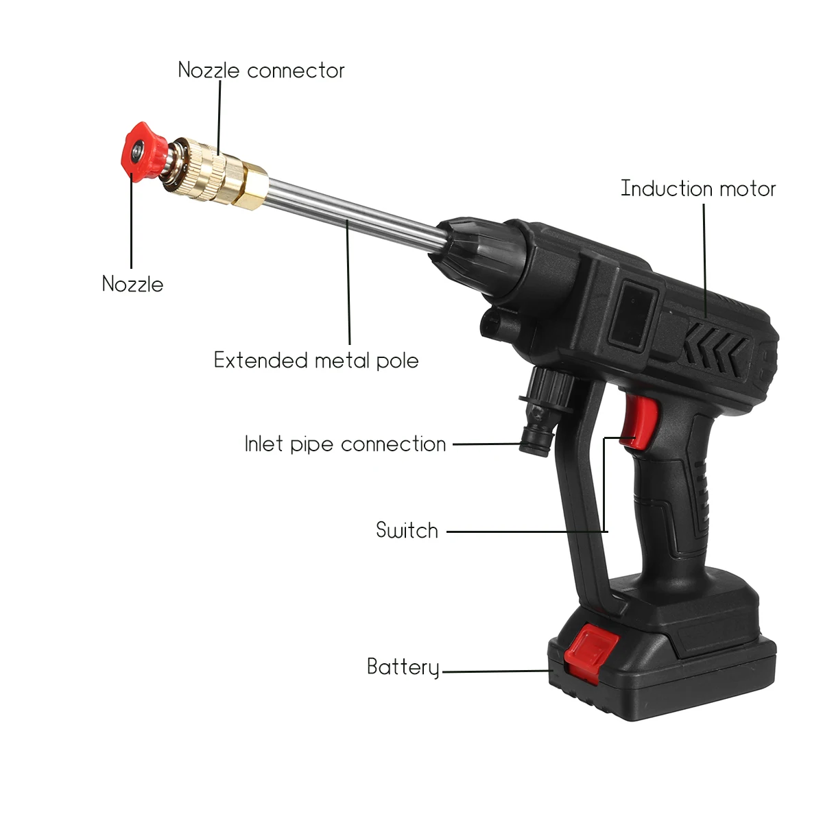 Цена 1200 Вт, 15000 мАч, 60 бар, беспроводной пистолет для мойки автомобиля высокого давления, портативная моечная машина высокого давления для Makita, ба...