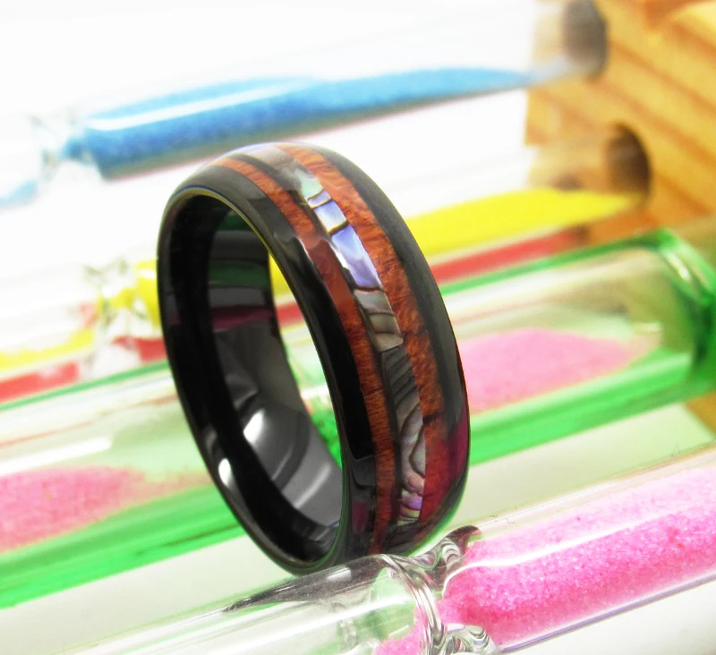 Черные кольца из карбида вольфрама шириной 8 мм для мужчин инкрустация