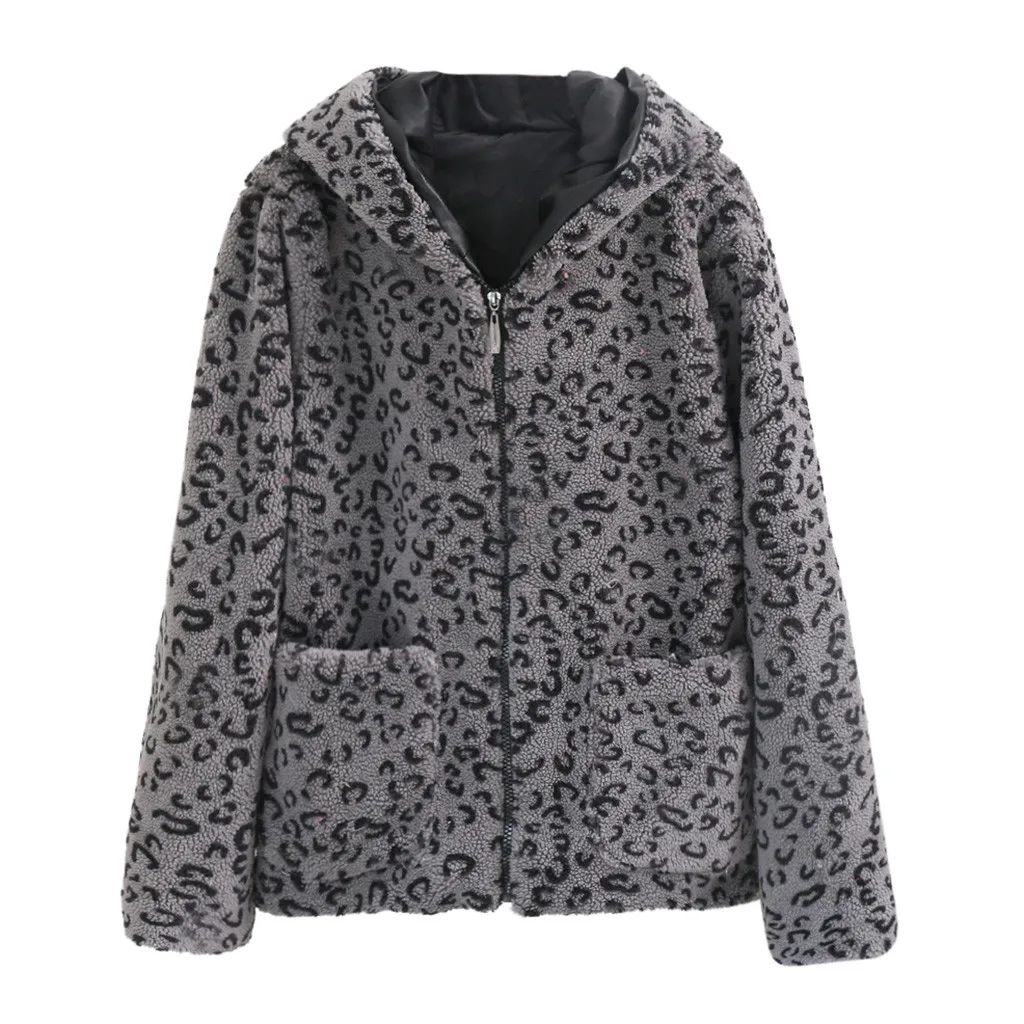 Женское пальто с леопардовым принтом veste femme manteau Короткое шерстяное длинными
