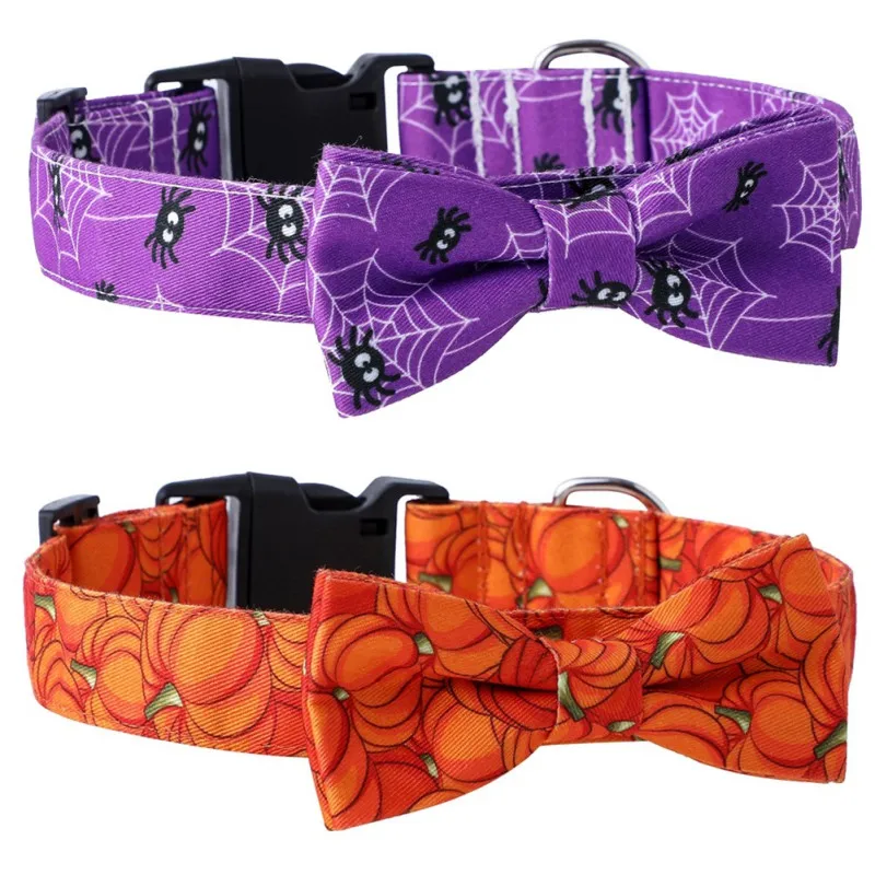 

Halloween Dog Collar Adjustable Pet Collar for Small Medium Dog Pet Chihuahua Bulldog Collars With Bow Tie Pet Puppy Accessories