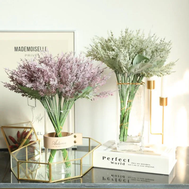 

Artificial Flowers Fake Plants Fern Grass Plastic plant Wedding Wall Outdoor Decor Green simulation Leaf for Home Garden Decor