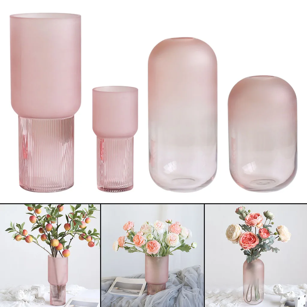 

Glass Vase Plant Floral Pot Container Tabletop Centerpieces Home Decor Pink