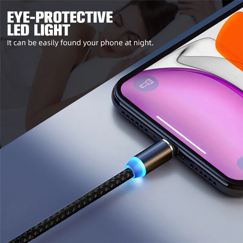 Магнитный светодиодный кабель Micro usb Type C 1 м 2 зарядный usb-кабель для iPhone X 7 8 XS Max XR