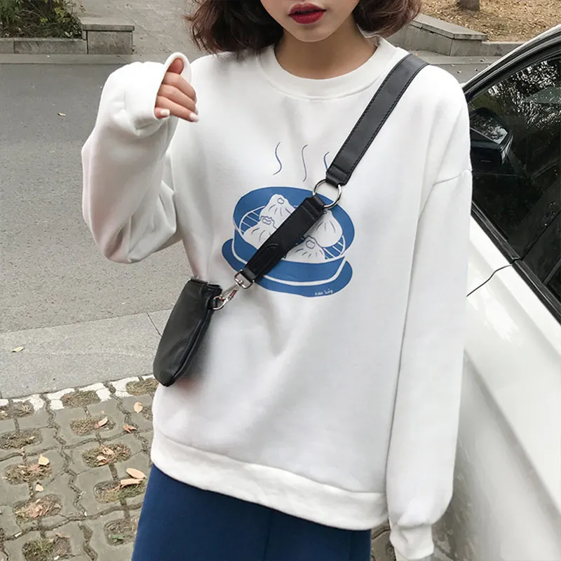 Зимний Женский свитшот пуловер свитшоты в стиле преппи Топ с длинным рукавом без