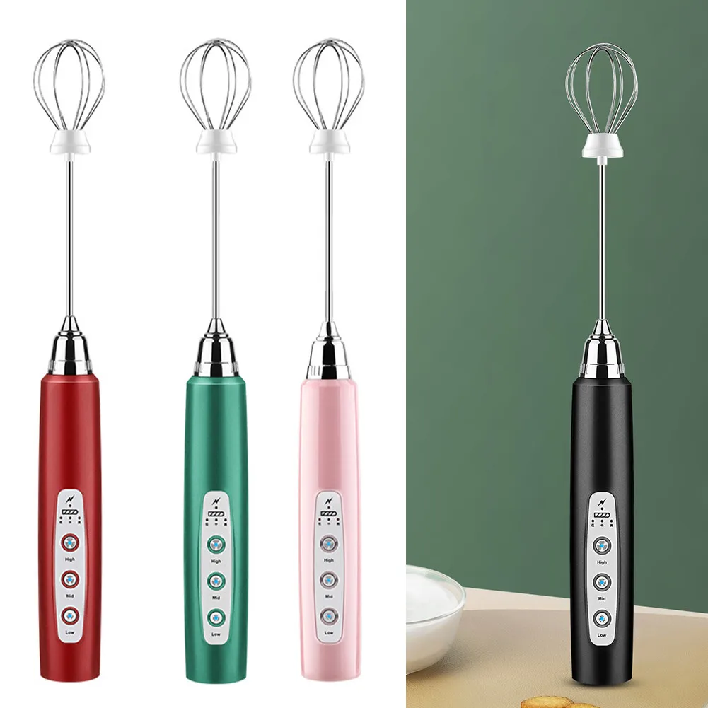 

Handheld Electric Milk Frother Blenders 3 Speeds Foam Maker Drink Mixer Egg Beater USB Charging Milk Coffee Egg Stirring Tool