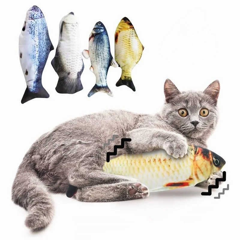 1 PC Cat Electronic Wagging Catnip Toy Dancing Moving Floppy Fish Cats Toy USB Charging Simulation Electronic Pet Cat Toy