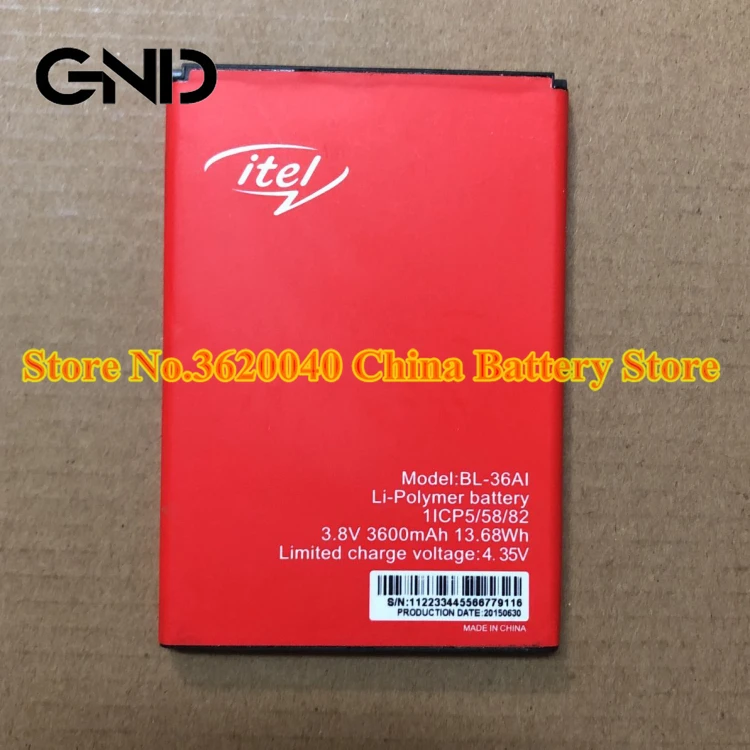 GND 3 8 V 3600mAh13.68Wh BL 36Al Замена Батарея для itel Мобильный телефон высокого качества