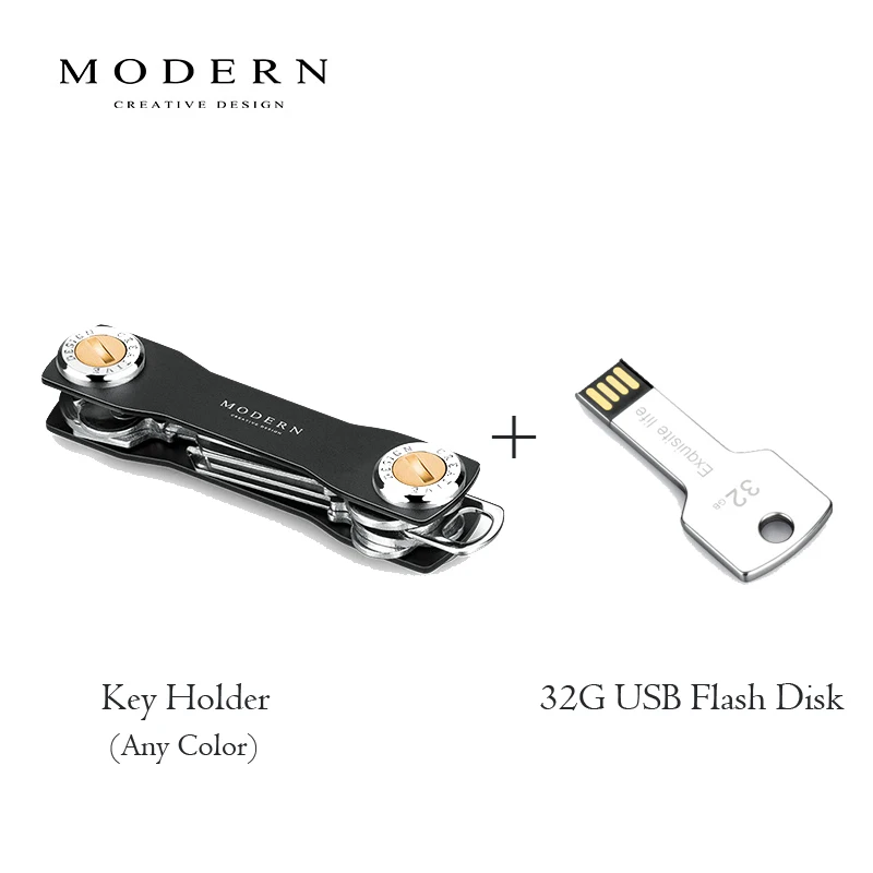 holder 32G USB Современный алюминиевый держатель для ключей для мужчин и женщин, органайзер для ключей, брелок для ключей, умный кошелек для ключей - Цвет: holder 32G USB
