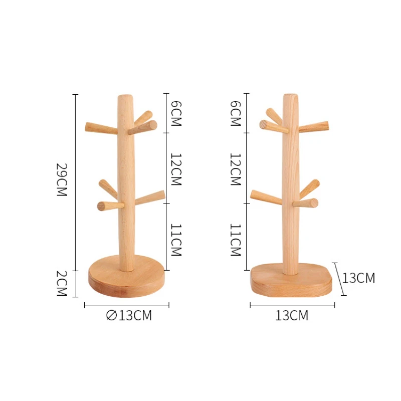 6 крючков подставка для чашек набор хранения чая деревянная полка кухонный