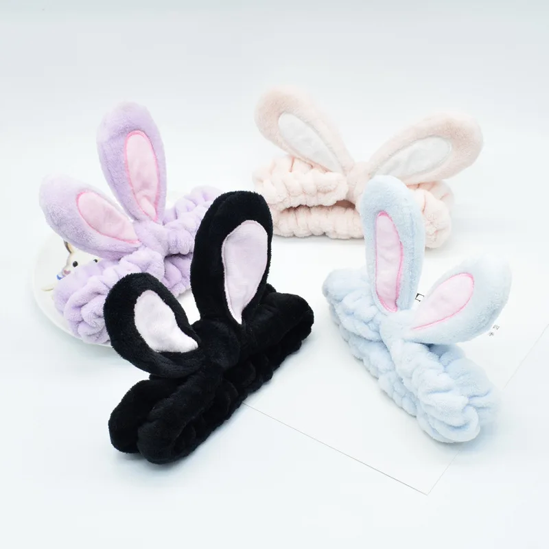 

Wash Face Hair Holder Hairbands Soft Warm Coral Fleece Bow Animal Ears Headband For Women Girls Turban Fashion Hair Accessories